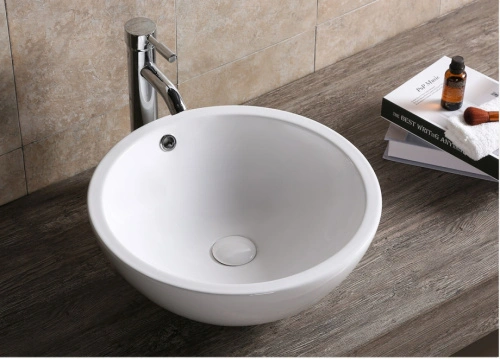 Раковина Ceruttispa CR1001 накладная, белая, круглая, с переливом 450х450х170 от магазина Vanna-Vanna.ru!