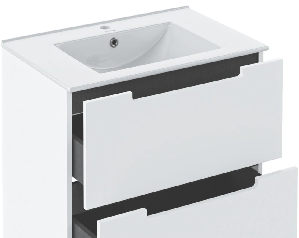 Тумба напольная Runo Лина 60 с раковиной Teffy 60, белый от магазина Vanna-Vanna.ru!