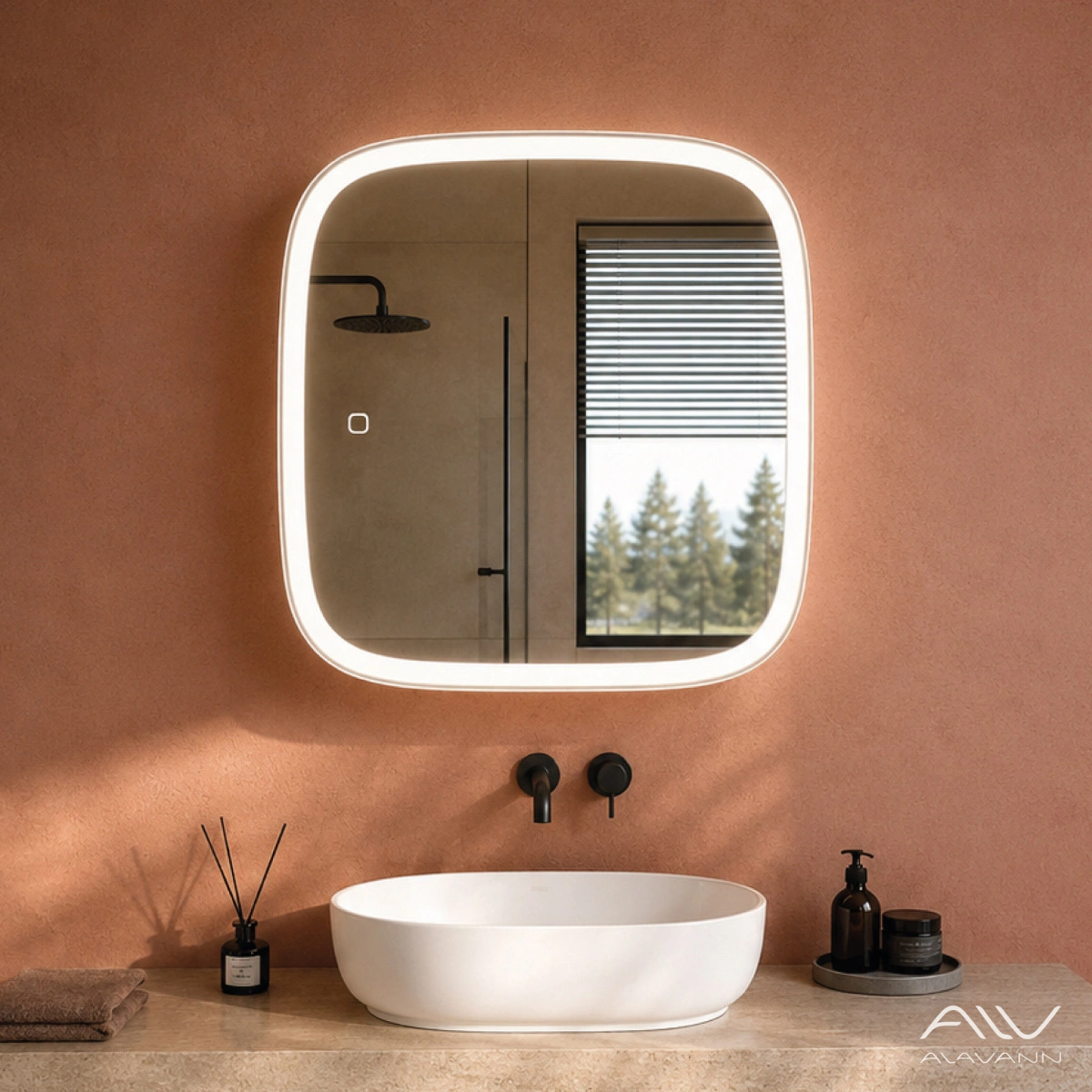 Зеркало-шкаф Alavann Rado Vizazh 60x60 с подсветкой, сенсорное, белый от магазина Vanna-Vanna.ru!