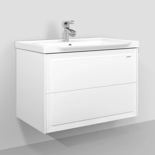 Тумба подвесная Comforty Фаэнца-80П2 белая матовая с раковиной CF188057-80 от магазина Vanna-Vanna.ru!