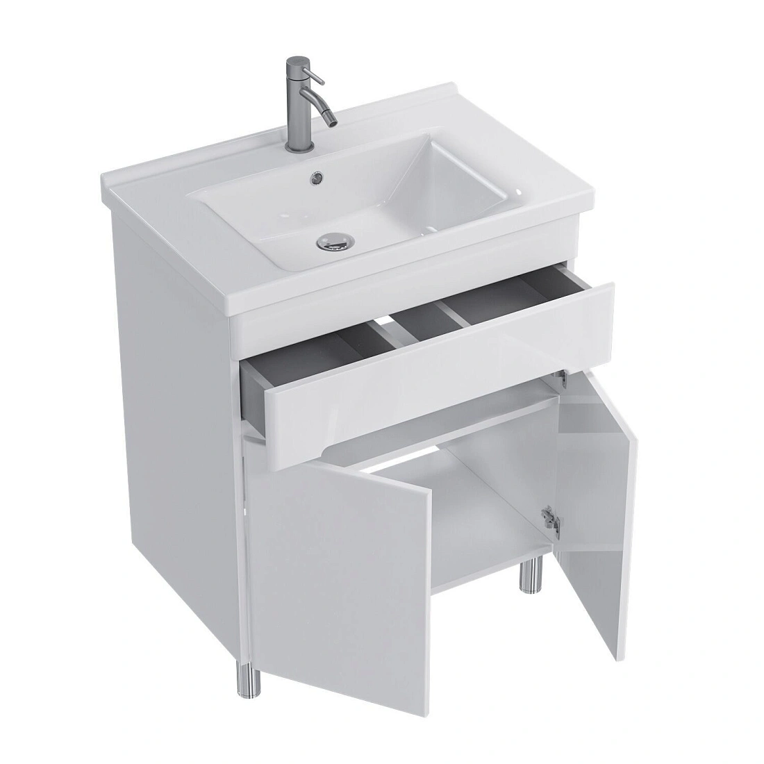 Тумба напольная SanStar Модена 70 с раковиной Фостер 70, белая от магазина Vanna-Vanna.ru!