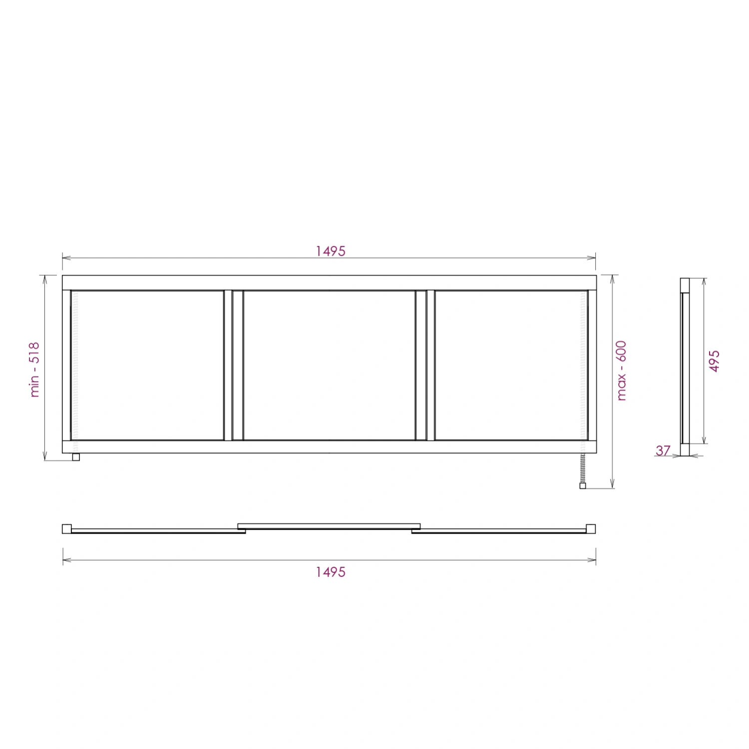 Экран под ванну Onika Одио 150 раздвижной белый от магазина Vanna-Vanna.ru!