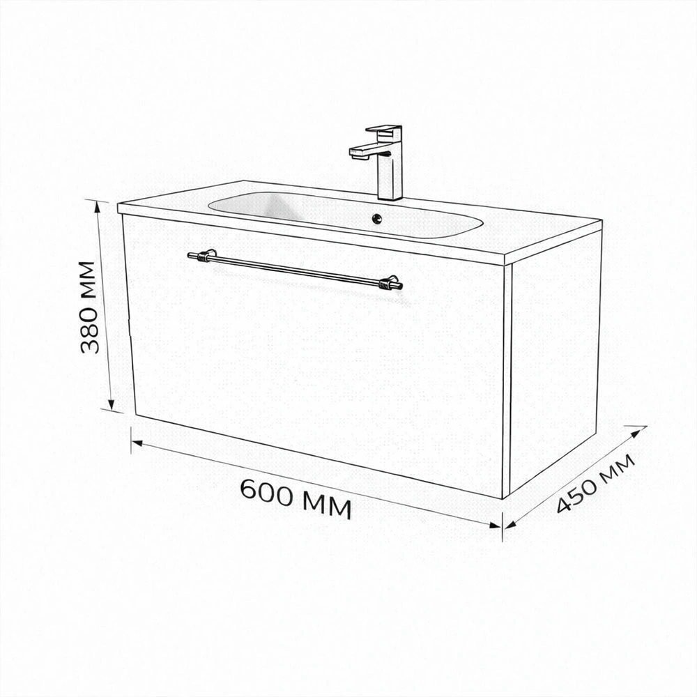 Тумба с раковиной подвесная (60 см) Terminus Venta VEN10601300001O, шпон/дуб