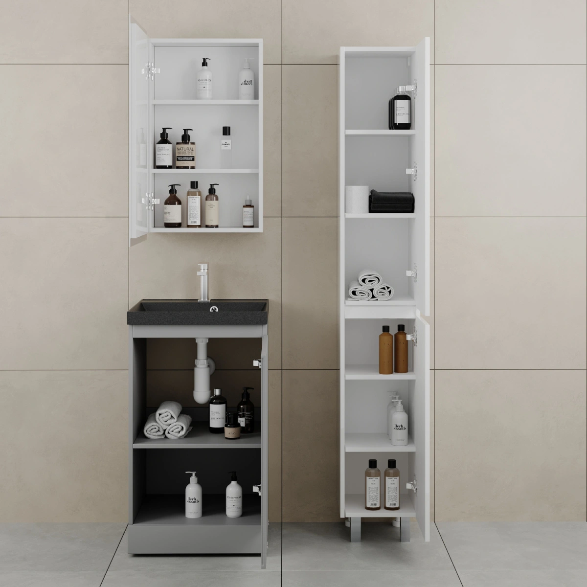 Тумба напольная Style Line Батлер 50 с раковиной Asti 50 серый шелк, антискрейтч серый от магазина Vanna-Vanna.ru!