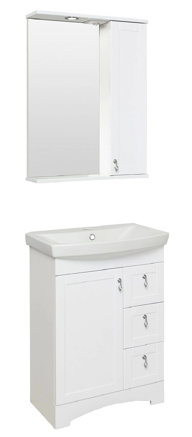 Тумба напольная Runo Мерида 60 с раковиной Carina 60, белый от магазина Vanna-Vanna.ru!