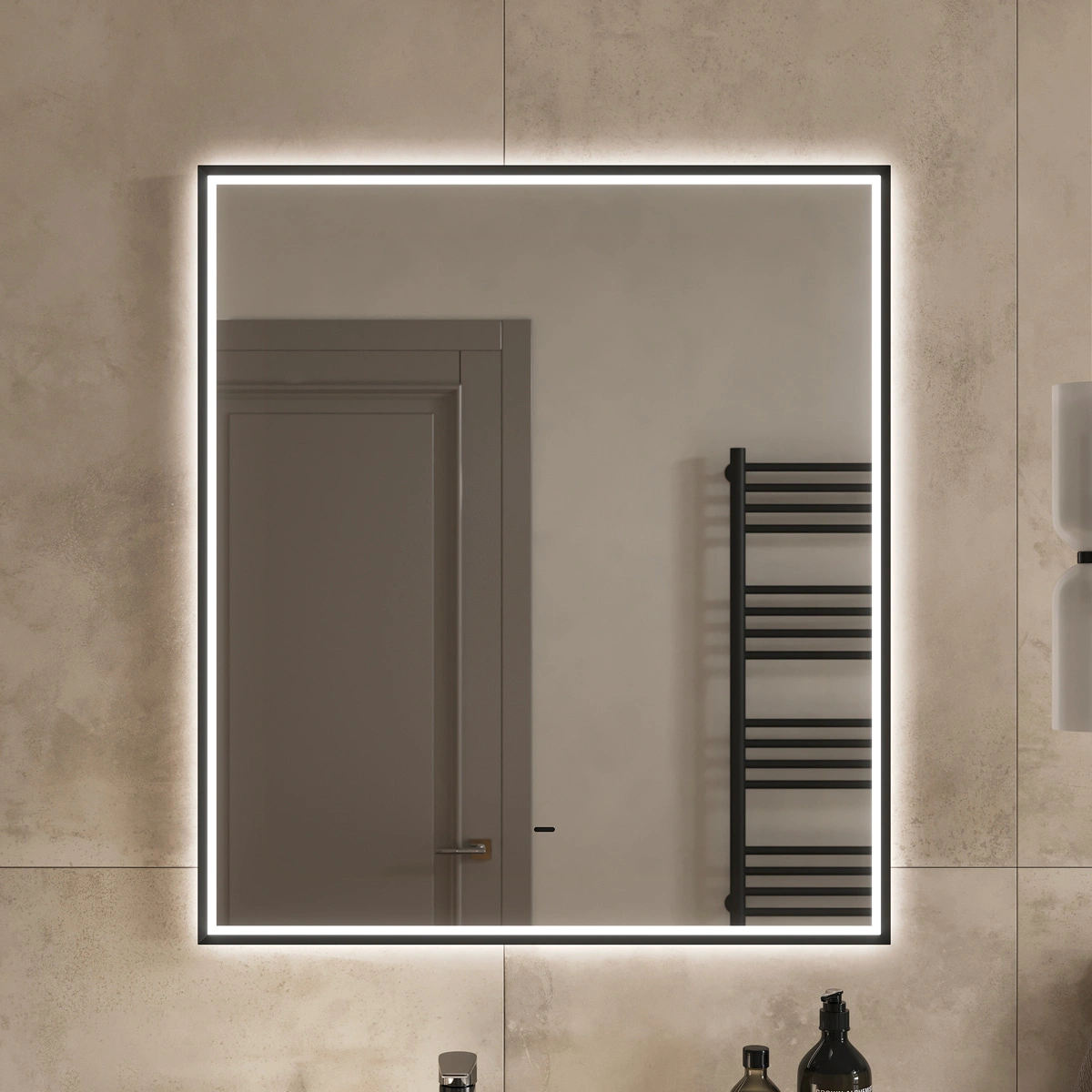 Зеркало EQUIL Forest LED 80 с подсветкой, черный от магазина Vanna-Vanna.ru!