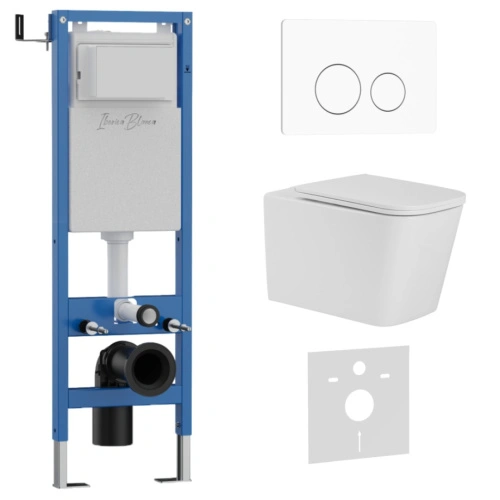 Комплект 3в1 IBERICA BLANCA инсталляция SILENCIO MINI, унитаз TOLEDO ALTO белый, кнопка смыва INOX-O белый матовый (IB.001M.TLA.234.811) от магазина Vanna-Vanna.ru!