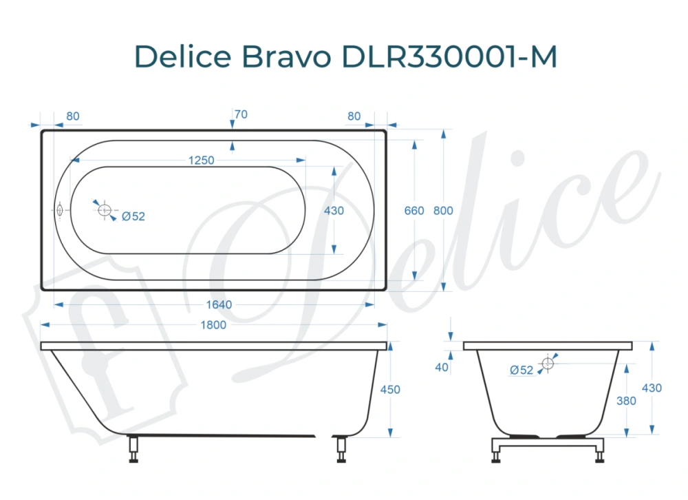 Ванна из литьевого мрамора Delice Bravo 180х80 матовая DLR330001-M от магазина Vanna-Vanna.ru!