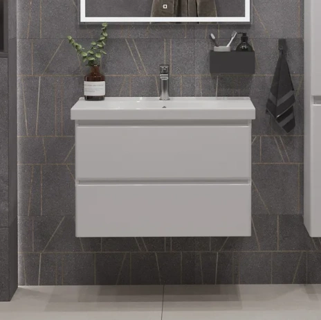 Тумба подвесная SanStar Arista 80 с раковиной Гармония 80, белая