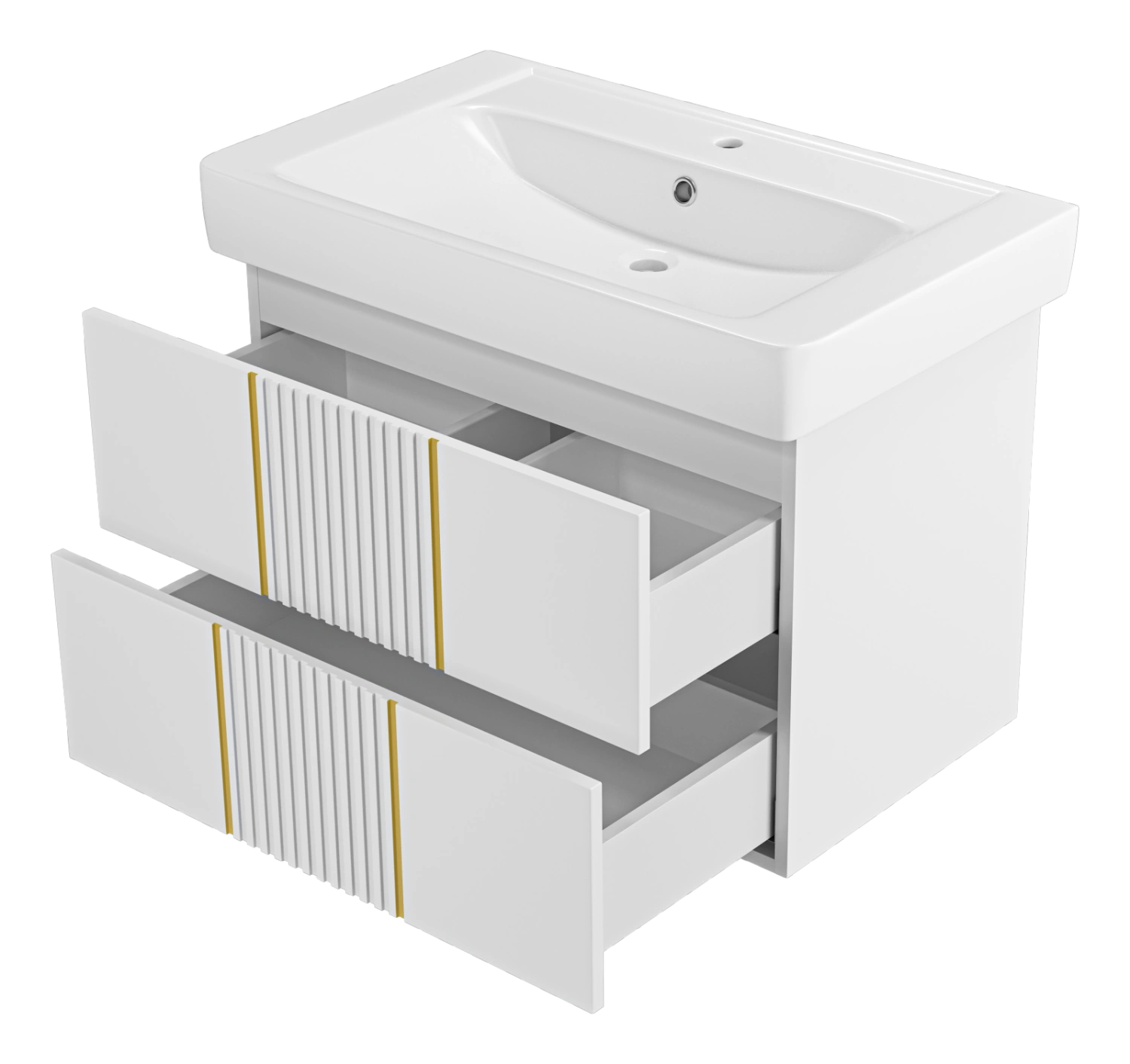 Тумба с раковиной Brevita Vega 80 подвесная, белый/патина золото от магазина Vanna-Vanna.ru!