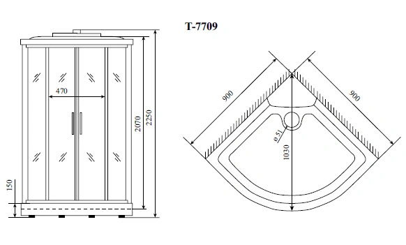Душевая кабина Timo Lux T-7709 NEW 90*90*225, турецкая баня хамам, стульчик прозрачный от магазина Vanna-Vanna.ru!
