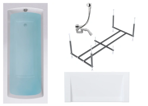 Комплект (4в1) Акриловая ванна TIMO RITTA1760 1700*600*580+Каркас+Слив-перелив+Фронтальная панель от магазина Vanna-Vanna.ru!