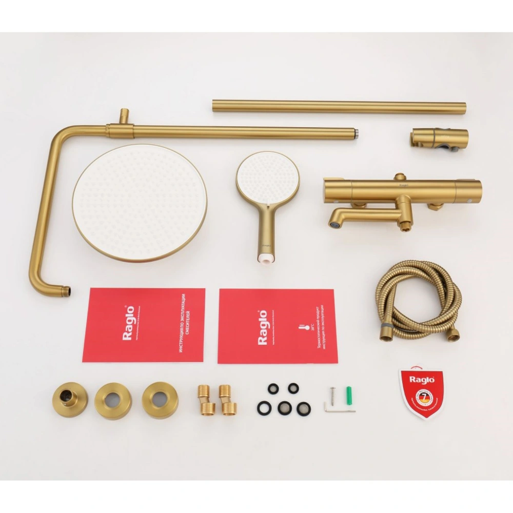 Душевая система с термостатом Raglo R20.26.03, сатин золотой от магазина Vanna-Vanna.ru!