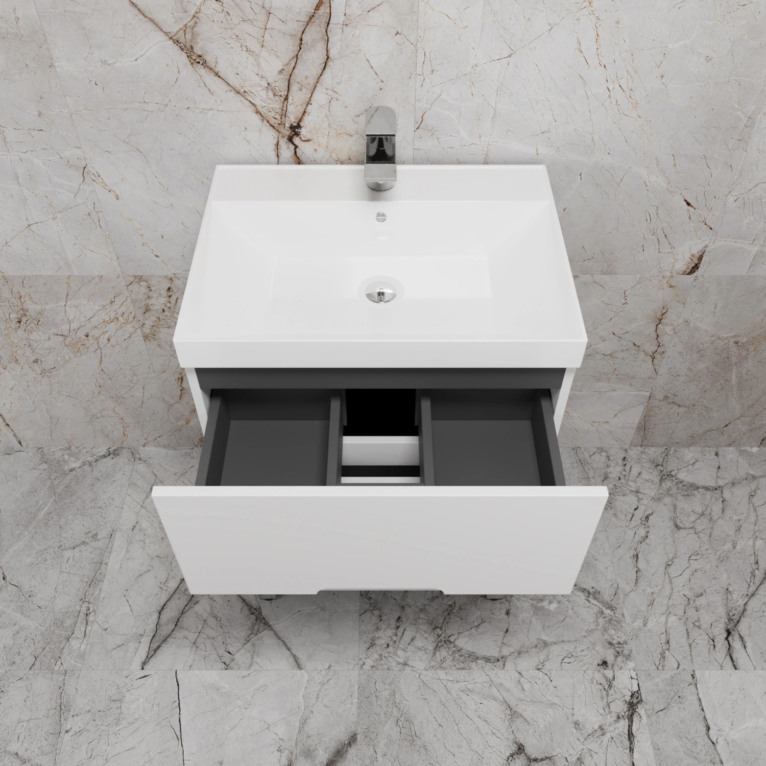 Тумба напольная Style Line "Матис 60" с раковиной ASTI 60 белый, (2 ящика), Белый матовый от магазина Vanna-Vanna.ru!