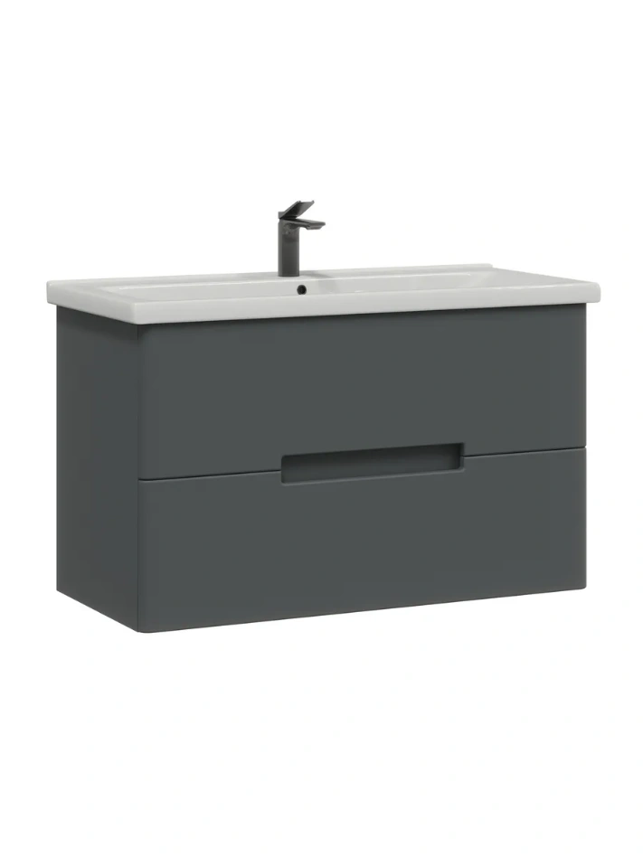 Тумба подвесная SanStar Noche 100 с раковиной Гармония 100 Графит софт от магазина Vanna-Vanna.ru!