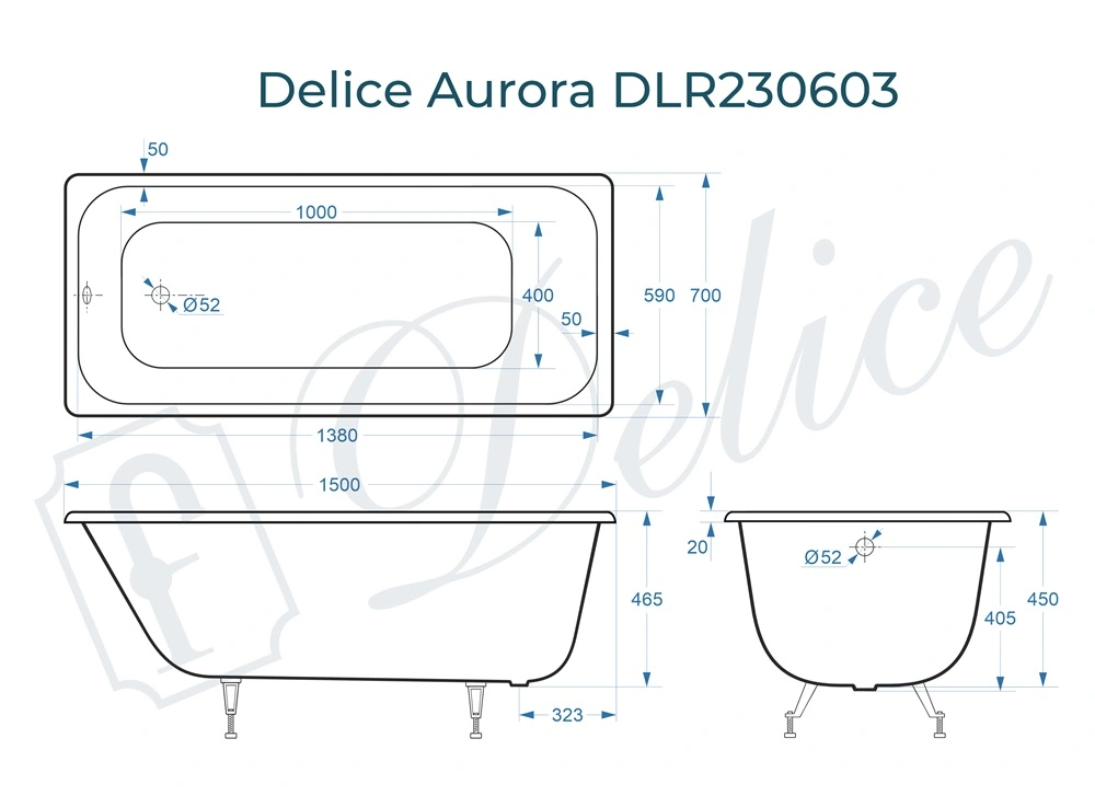 Ванна чугунная Delice Aurora 150х70 DLR230603 от магазина Vanna-Vanna.ru!