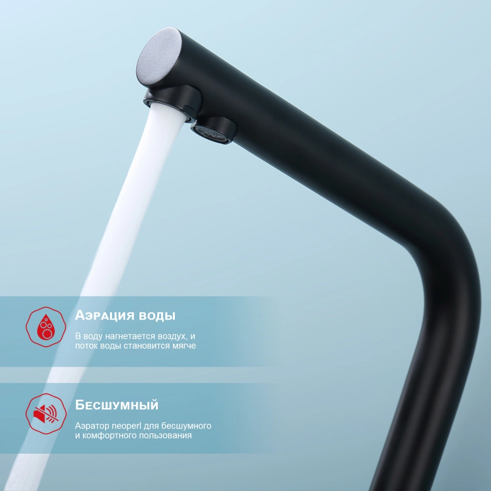 Смеситель для кухни с подключением фильтра Raglo R81.61.06, черный от магазина Vanna-Vanna.ru!