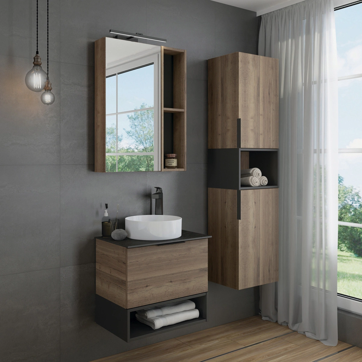 Пенал подвесной Comforty Штутгарт-40 дуб тёмно-коричневый от магазина Vanna-Vanna.ru!