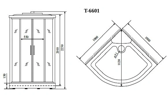 Душевая кабина Timo Standart T-6601 Silver Fabric  (100*100*220) от магазина Vanna-Vanna.ru!