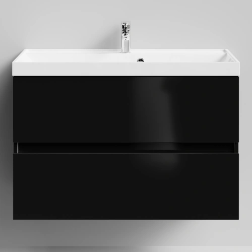 Тумба с раковиной Vod-ok Бест 90  подвесная, черный глянец от магазина Vanna-Vanna.ru!