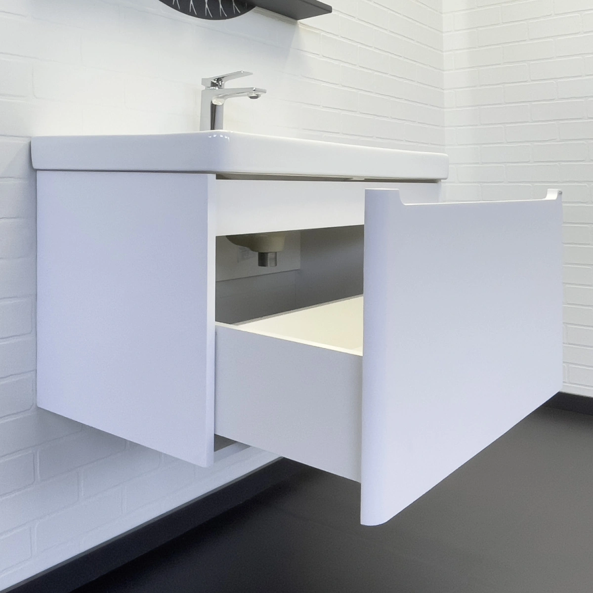 Тумба подвесная Comforty Арзамас-80-1 белая матовая с раковиной 4480 от магазина Vanna-Vanna.ru!
