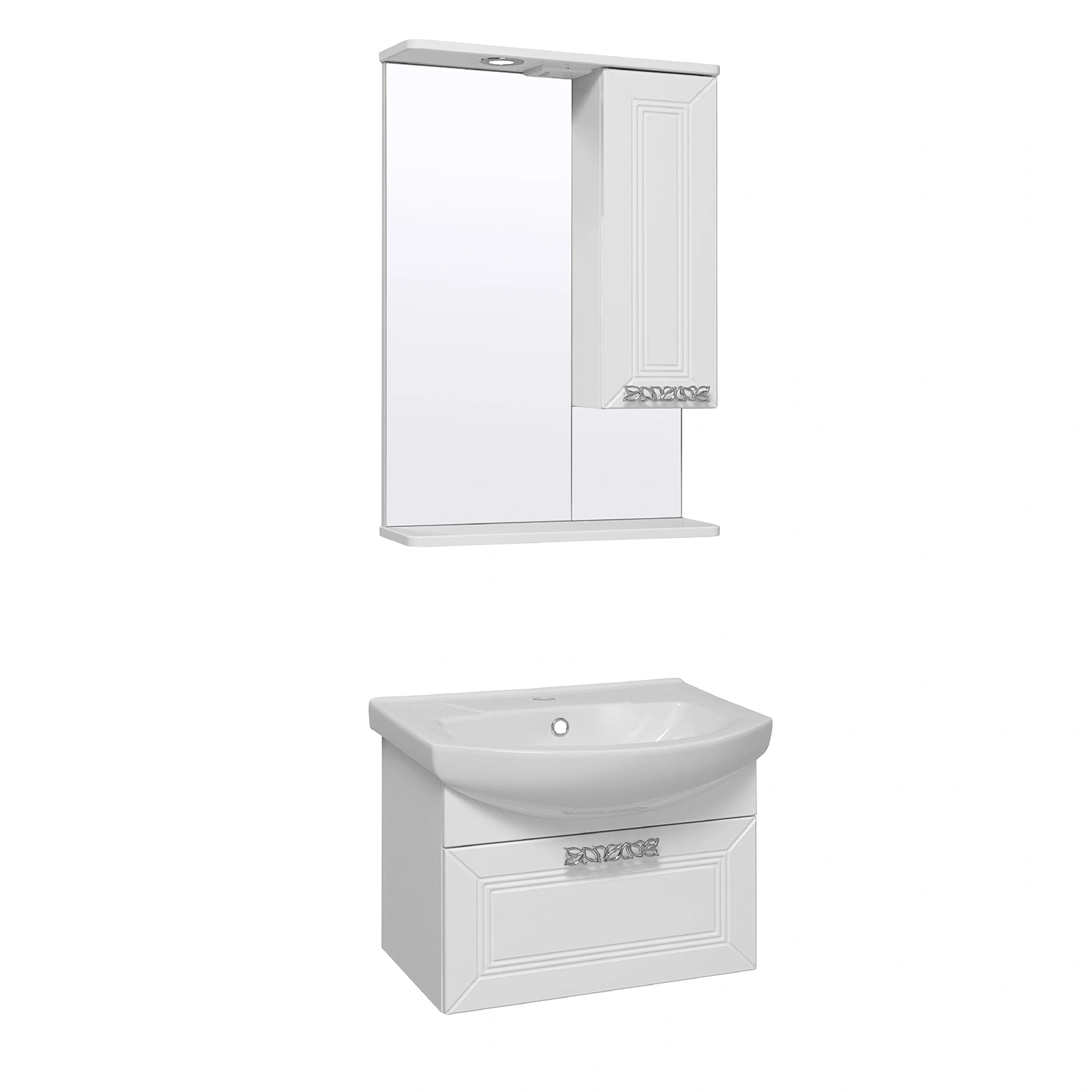 Зеркало со шкафчиком Runo Монро 53 R, белый