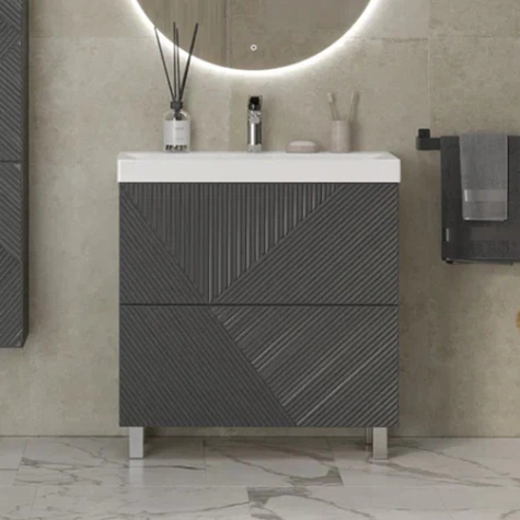 Тумба с раковиной напольная Velvex Edge tn.EDG.9696.80.2Y графит, 80 см