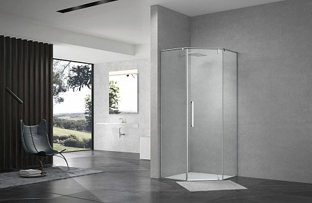 Душевой угол распашной Terminus Альба, 1000х1000х2200, хром, стекло прозрачное осветленное от магазина Vanna-Vanna.ru!