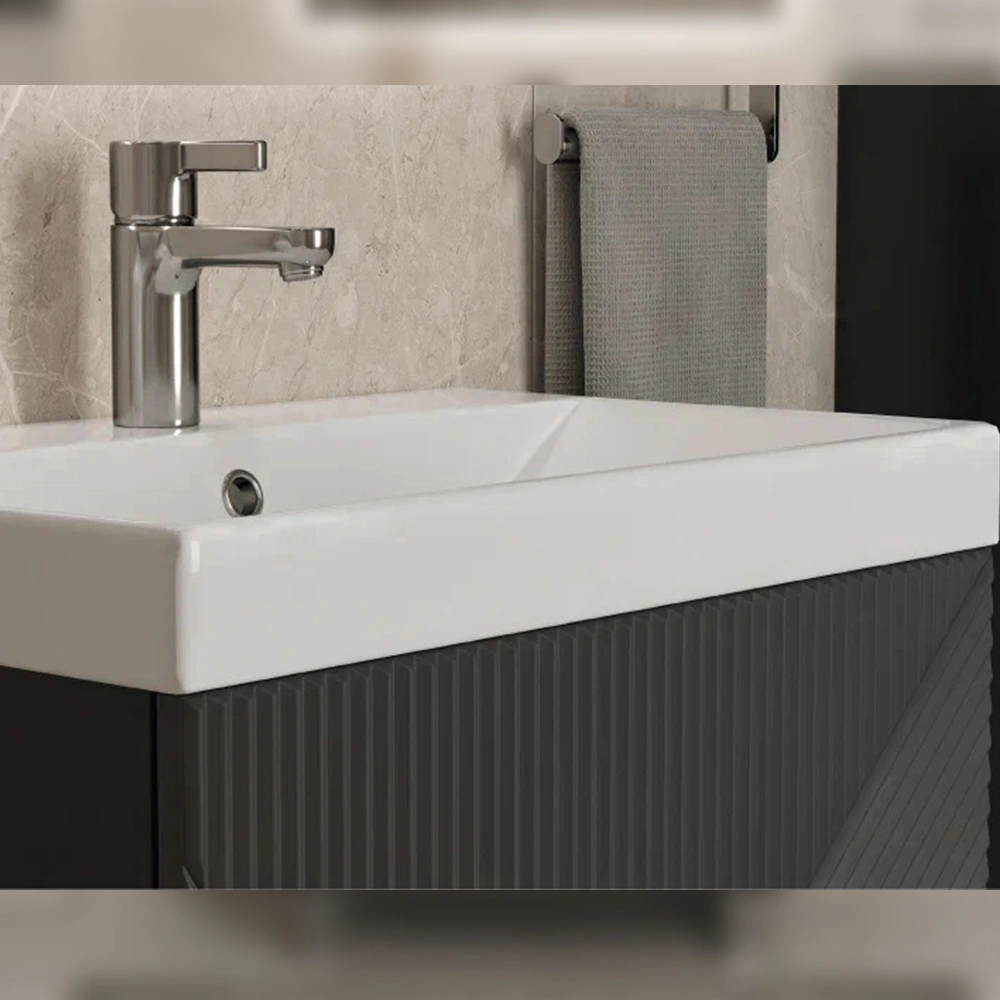 Тумба с раковиной напольная Velvex Edge tn.EDG.9696.60.2Y графит, 60 см от магазина Vanna-Vanna.ru!