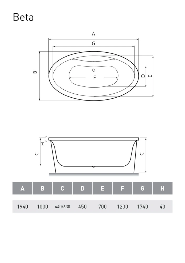Ванна акриловая Vayer Beta 194x100 KPL Exklusiv от магазина Vanna-Vanna.ru!