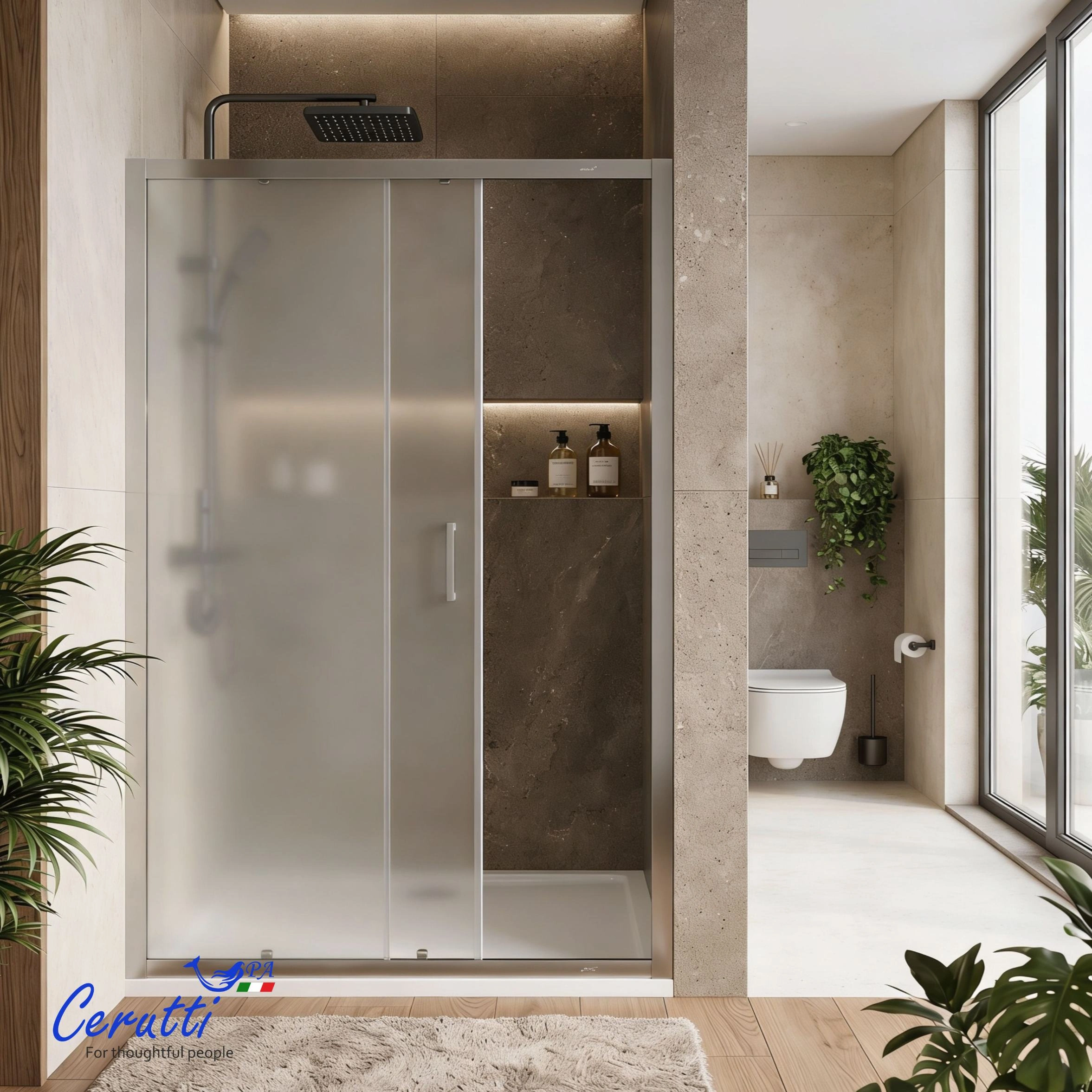 Душевая дверь в нишу Ceruttispa ГЛОРИЯ (GLORIA) D120F (120х195) от магазина Vanna-Vanna.ru!