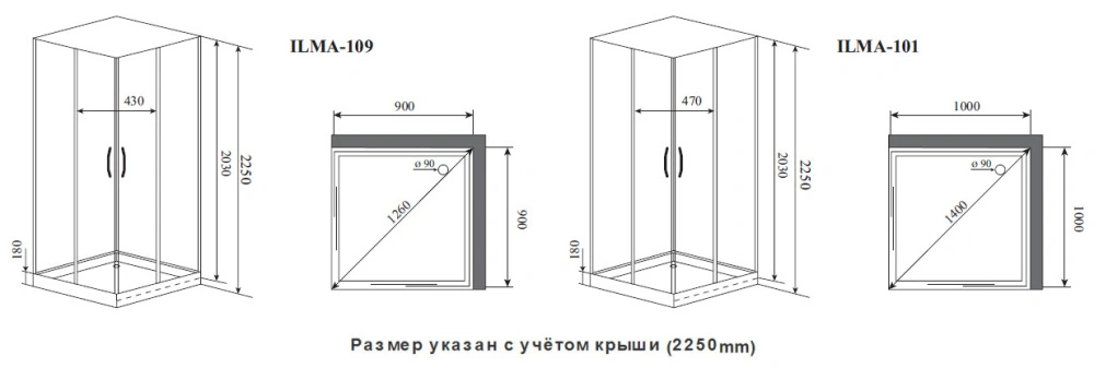 Душевая кабина Timo Premium ILMA 109 с крышей, хамам и стульчиком 90*90*222 от магазина Vanna-Vanna.ru!