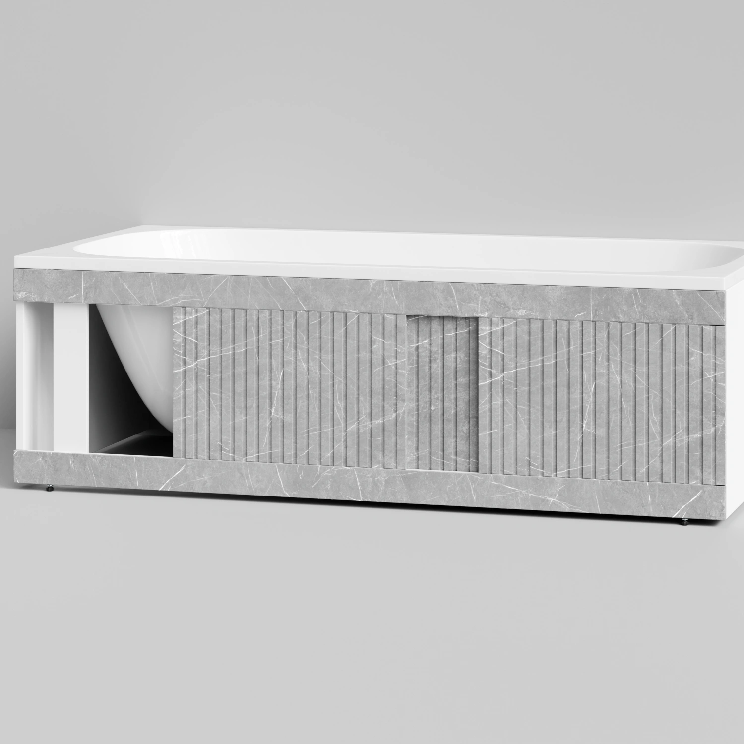 Экран под ванну Vod-ok Тач 170 раздвижной Мрамор Белый софт тач от магазина Vanna-Vanna.ru!