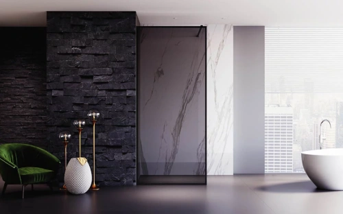 Душевая перегородка Veconi Korato KR-81BT, 1000x2000, черный матовый, стекло тонированное от магазина Vanna-Vanna.ru!