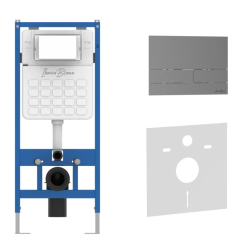 Комплект 2в1 IBERICA BLANCA инсталляция SILENCIO, кнопка смыва INOX-S вороненая сталь (IB001.016.02) от магазина Vanna-Vanna.ru!