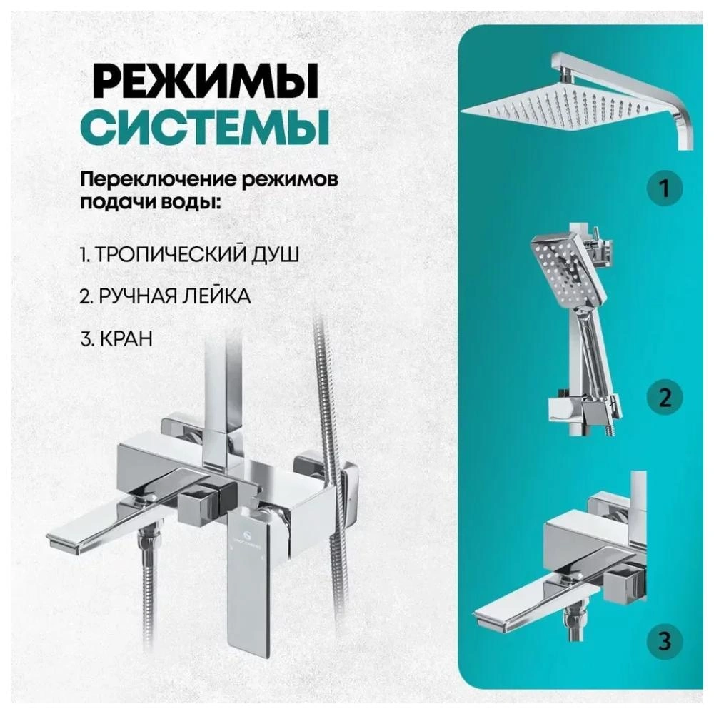 Душевая система Grocenberg GB7008CR, хром от магазина Vanna-Vanna.ru!