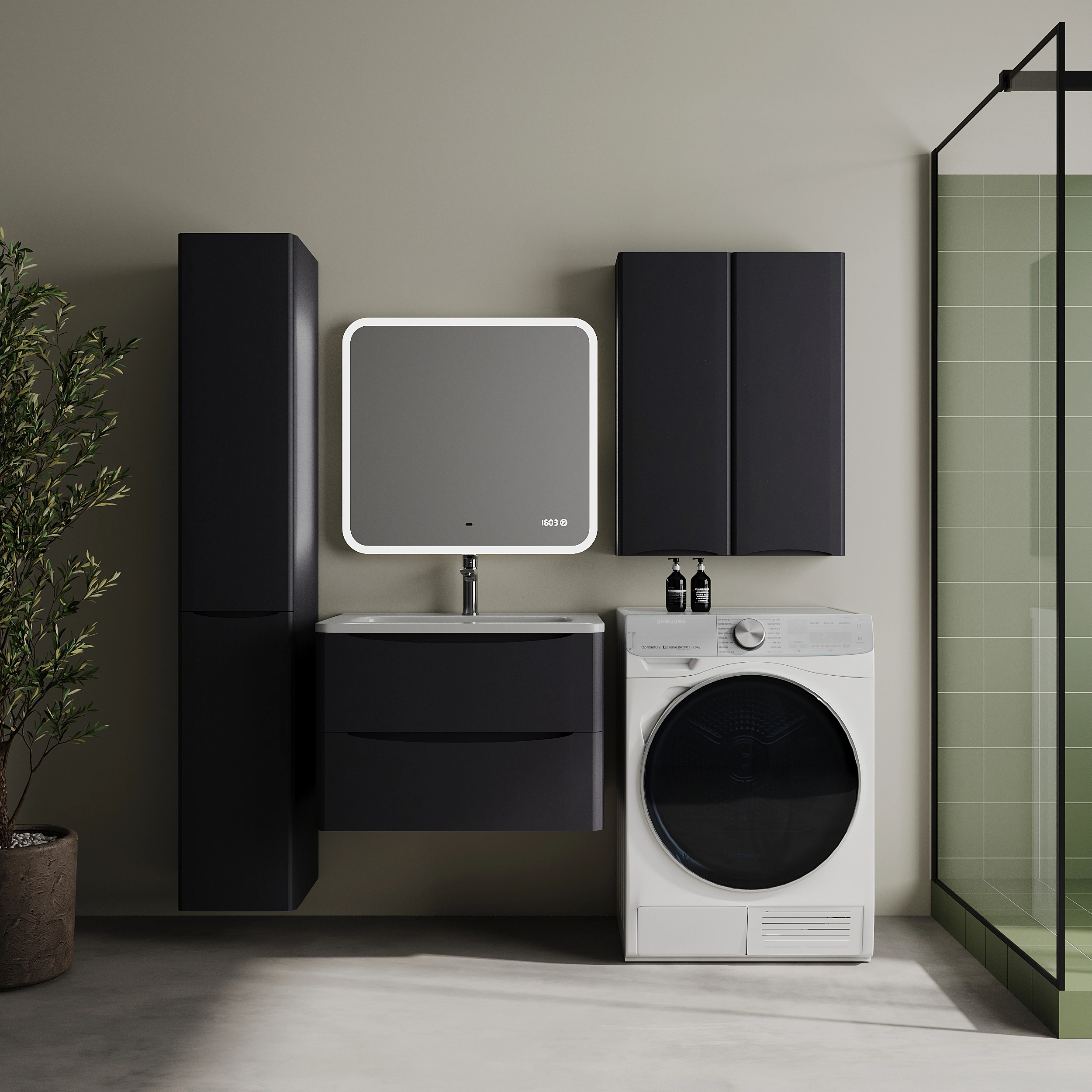 Тумба подвесная Style Line Бергамо мини 70 (2 ящ.) антискрейтч графит с раковиной Каре Люкс МИНИ 700х350 от магазина Vanna-Vanna.ru!