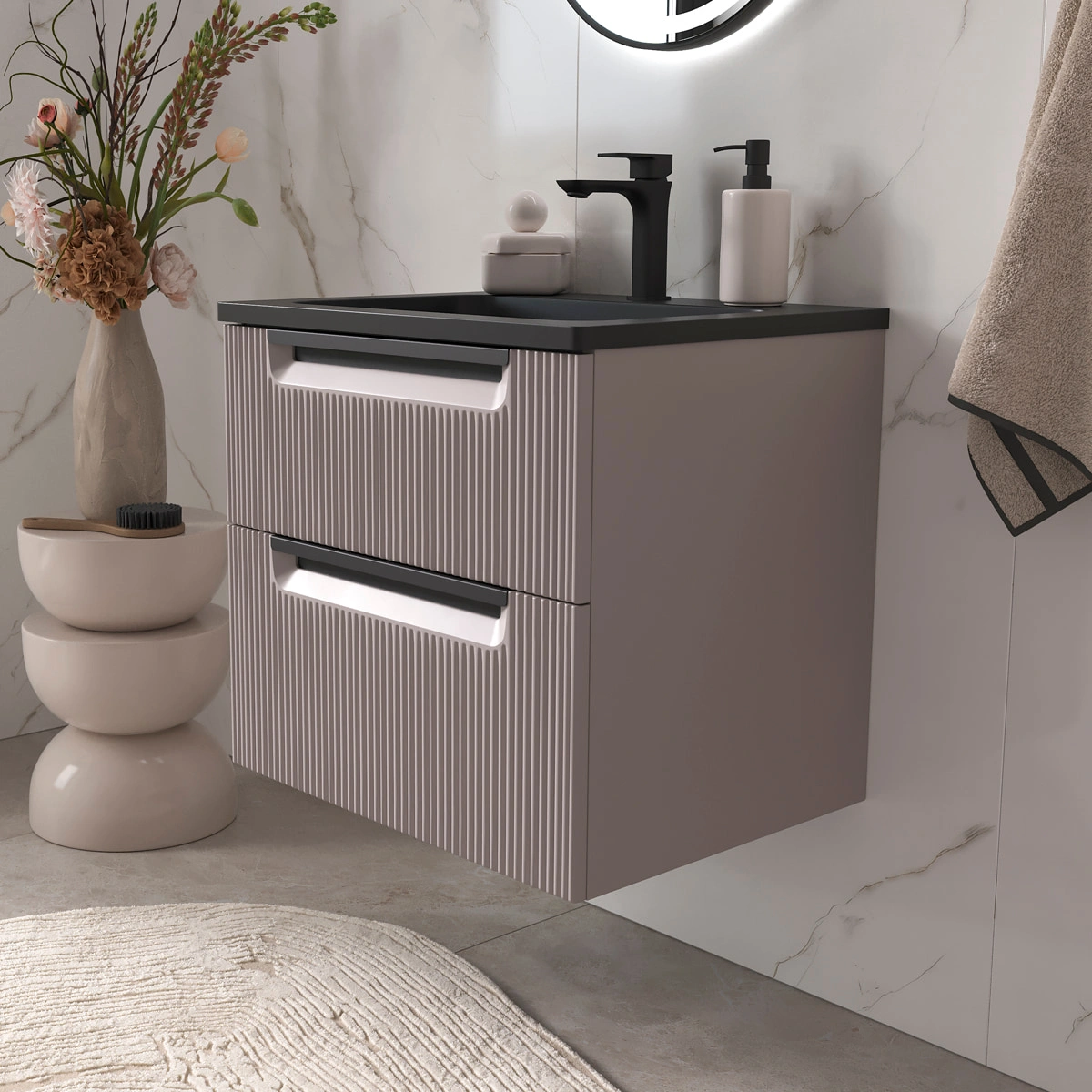 Тумба с раковиной подвесная EQUIL Астер 60.2Я 60.2Y Амаретти от магазина Vanna-Vanna.ru!