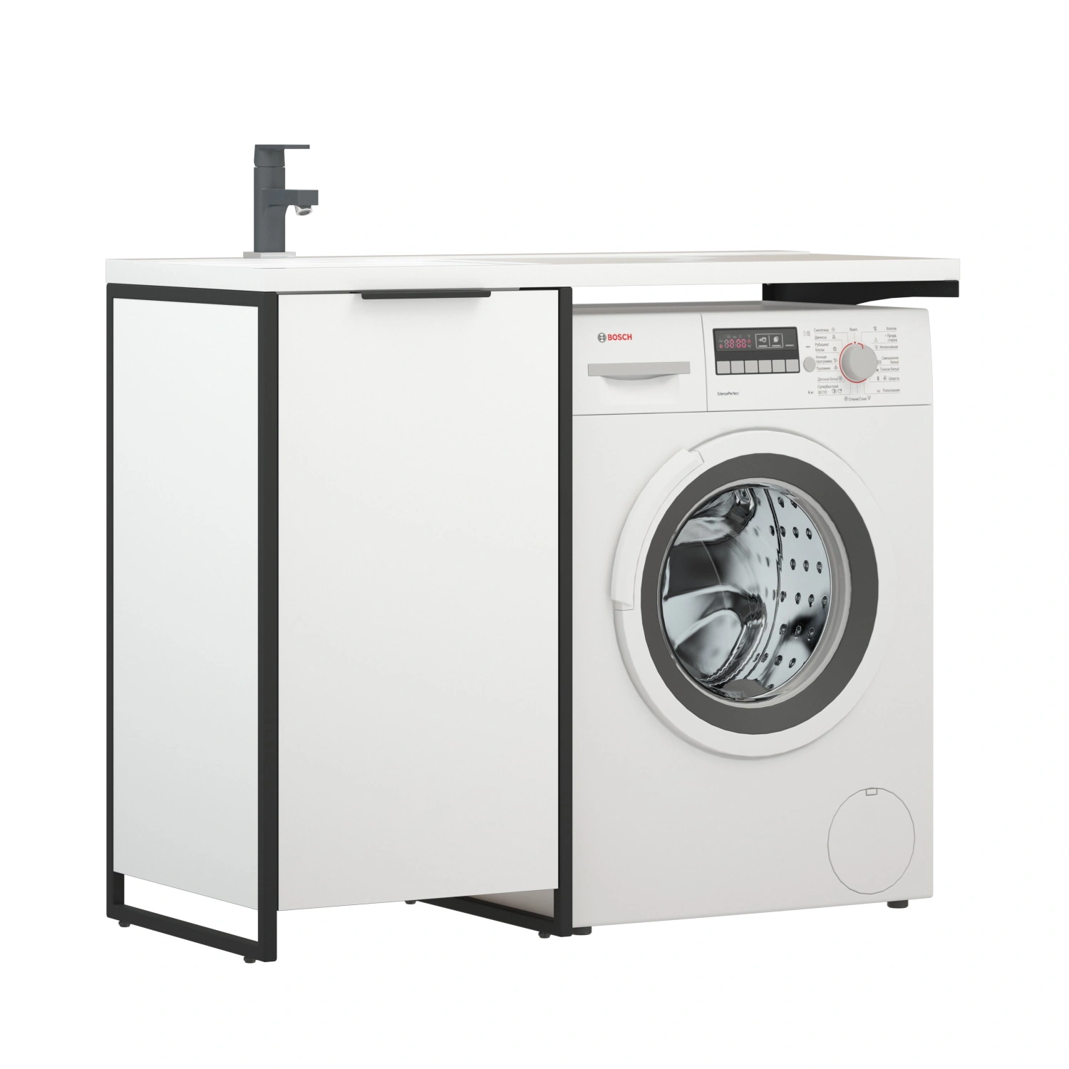 Тумба напольная Corozo Гера 110 D с раковиной Мадлен 110 L, белый, (разборная) от магазина Vanna-Vanna.ru!
