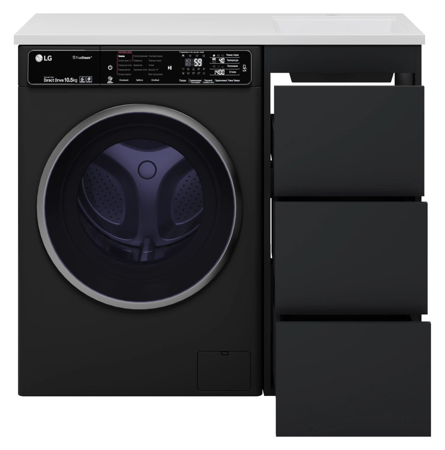 Тумба с раковиной Brevita Grafit 40 под стиральную машину, с раковиной Misty Гавана 100 L, графит от магазина Vanna-Vanna.ru!