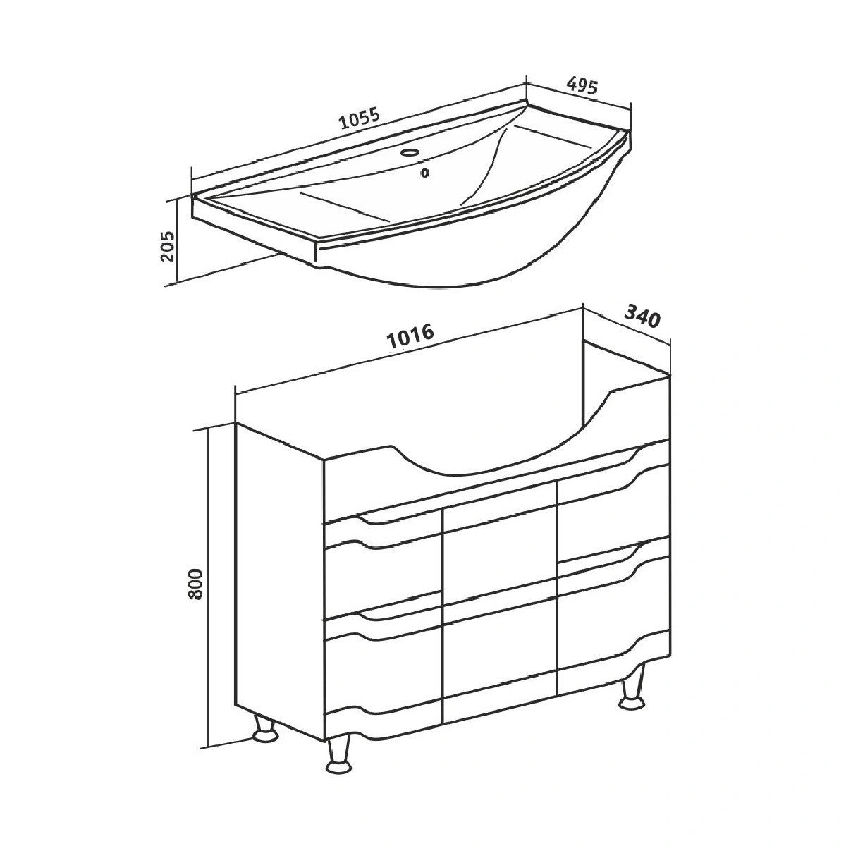 Тумба напольная Runo Стиль 105 с раковиной Стиль 105, белый от магазина Vanna-Vanna.ru!