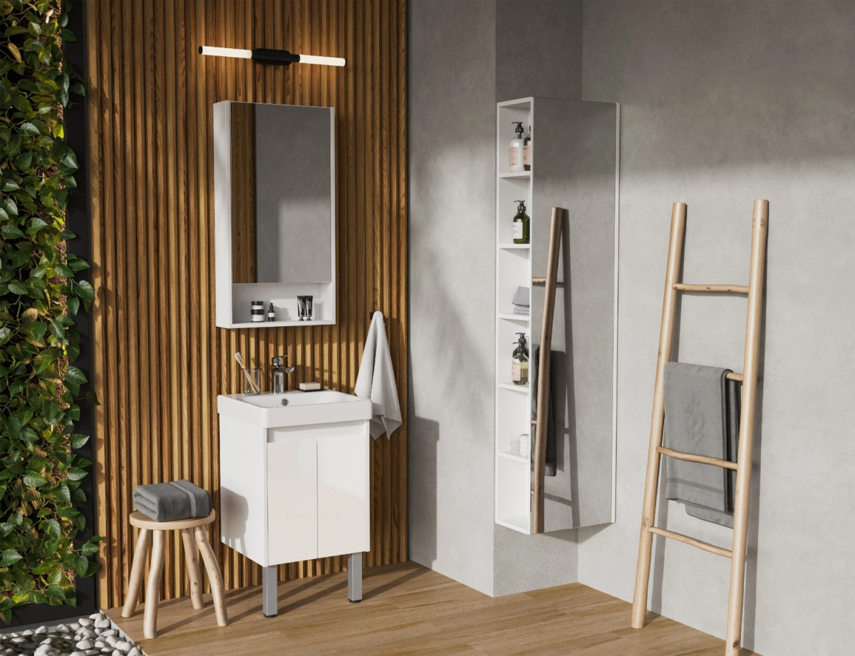 Тумба Aquaton Сканди Doors 45 с раковиной Адриана 45, 2 ящика, подвесная, белый от магазина Vanna-Vanna.ru!