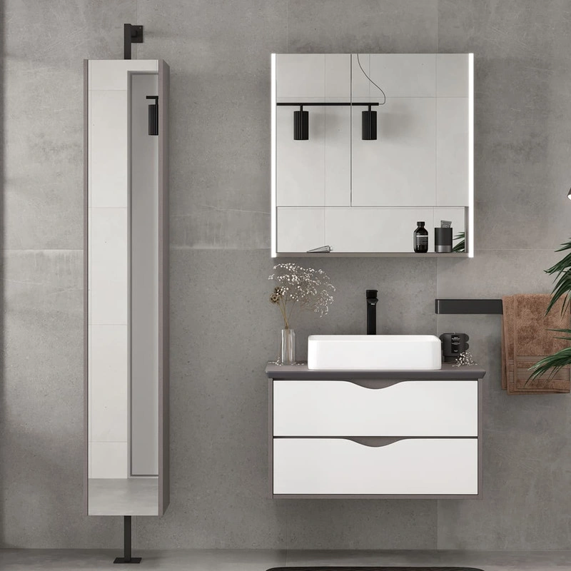 Зеркальный шкаф EQUIL Smile LED 80 лен антрацит от магазина Vanna-Vanna.ru!