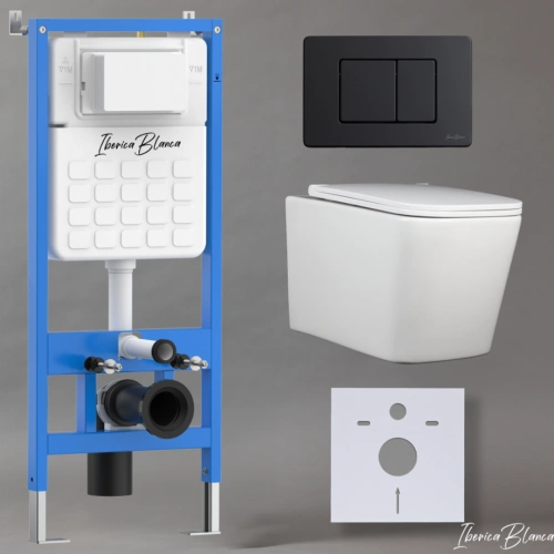 Комплект 3в1 IBERICA BLANCA инсталляция SILENCIO, унитаз TOLEDO ALTO белый, кнопка смыва INOX-C черный матовый (IB001.TLA.231.112) от магазина Vanna-Vanna.ru!