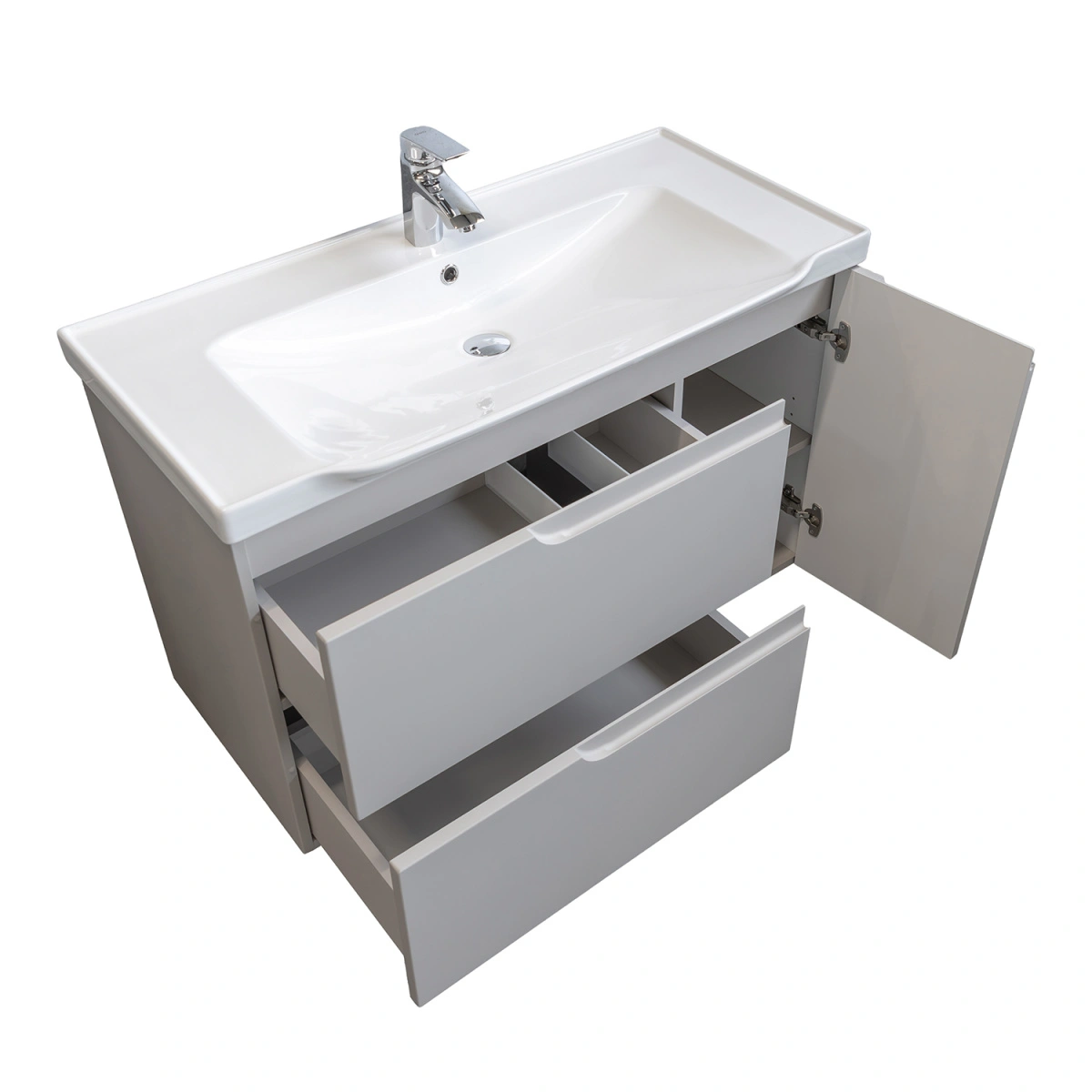 Тумба подвесная Comforty Сидней-100 серый шелк с раковиной CF188057-100 от магазина Vanna-Vanna.ru!