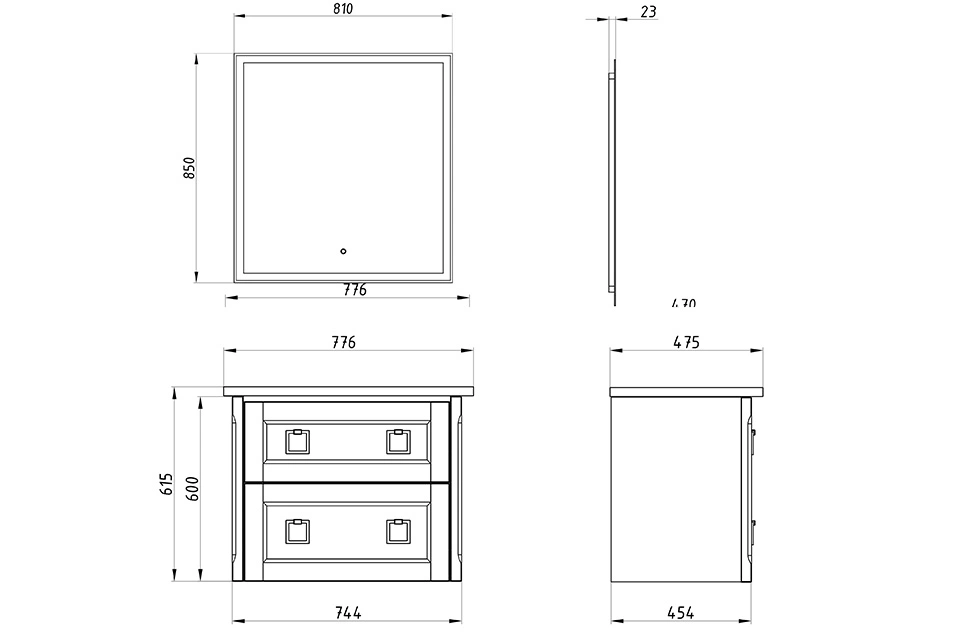 Тумба с раковиной ASB Woodline Рома 80, 2 ящика, подвесная, белый от магазина Vanna-Vanna.ru!