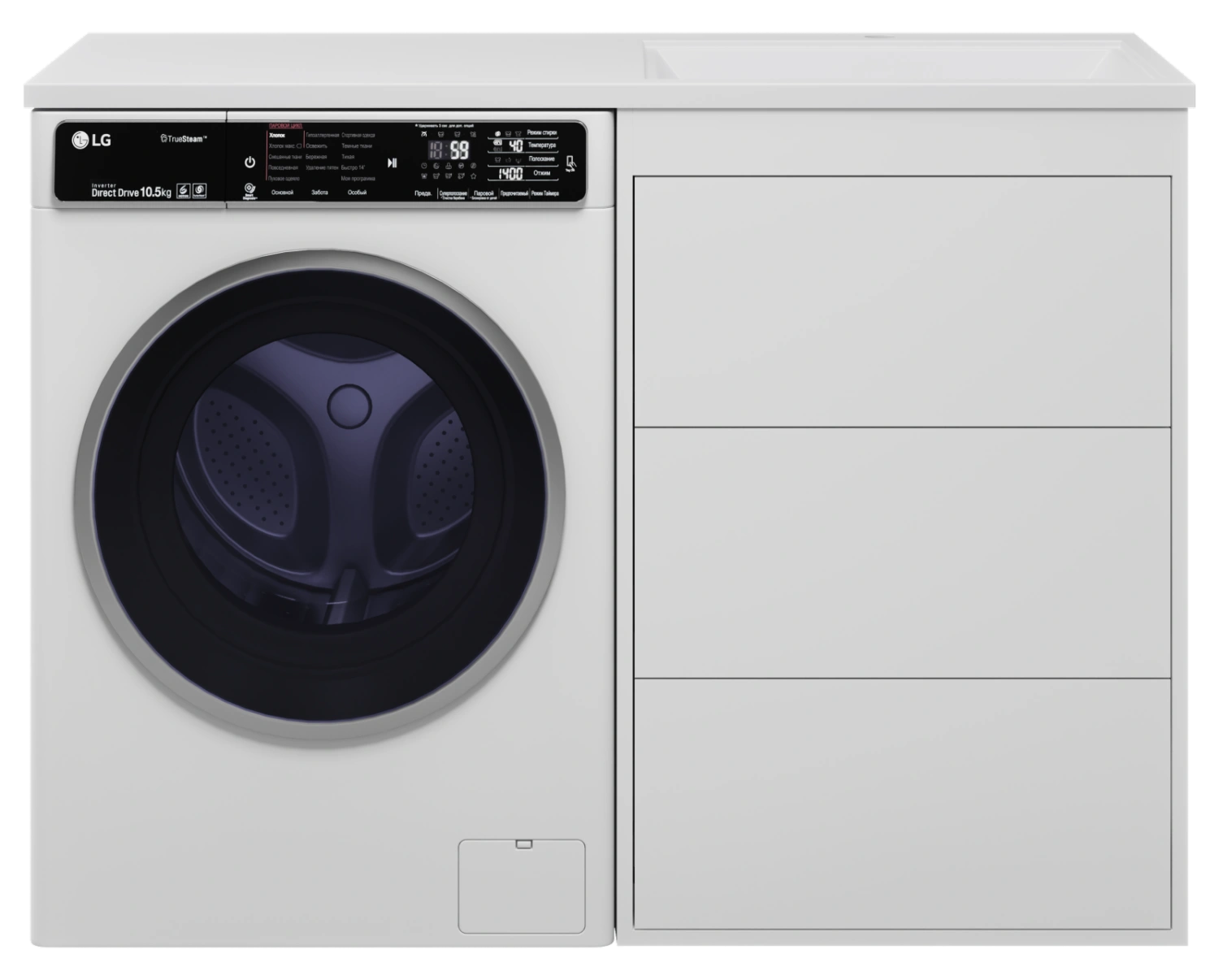 Тумба с раковиной Brevita Grafit 60 под стиральную машину, с раковиной Эстет Даллас 120 L, белый от магазина Vanna-Vanna.ru!