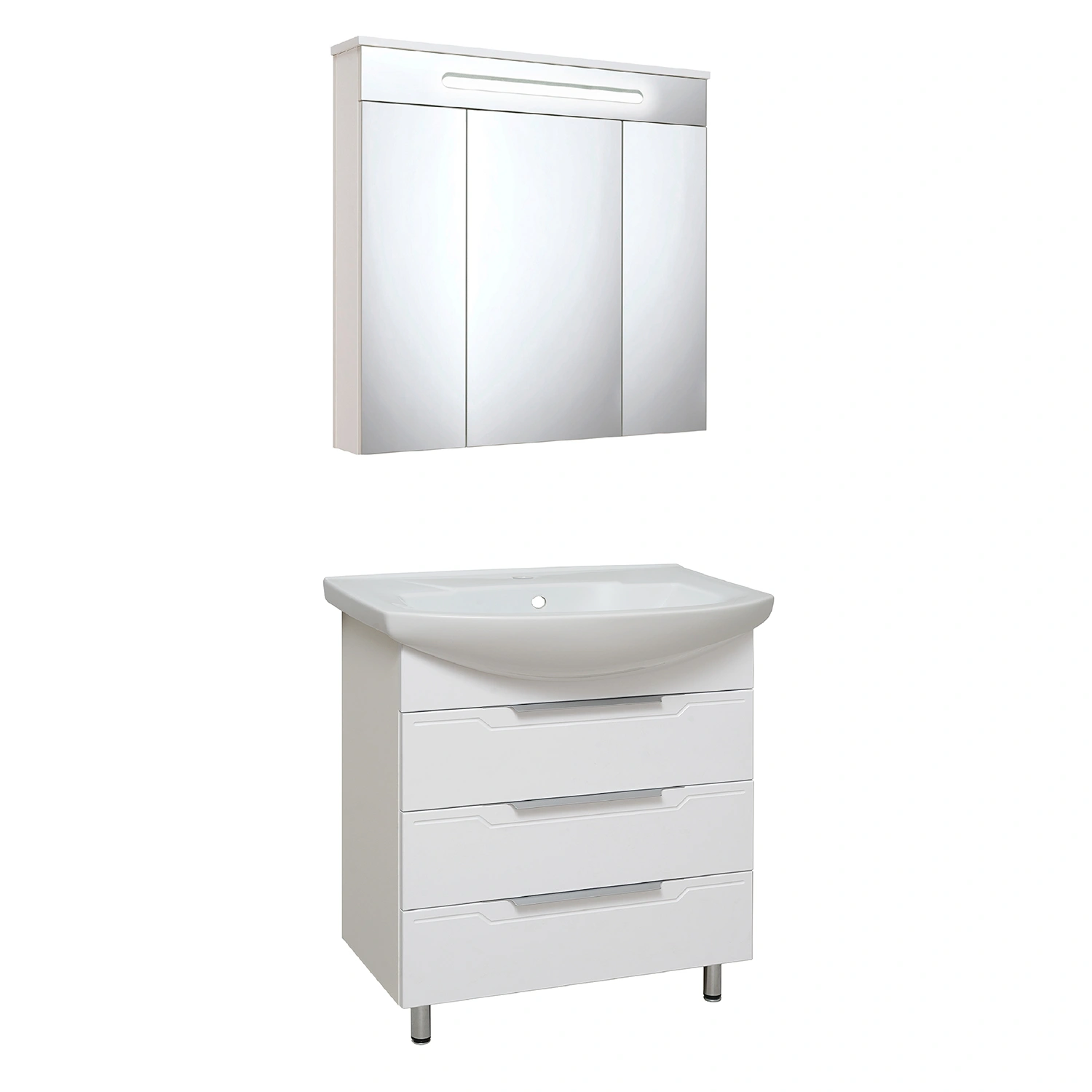 Тумба напольная Runo Верона 75 с раковиной Элеганс 75, белый от магазина Vanna-Vanna.ru!