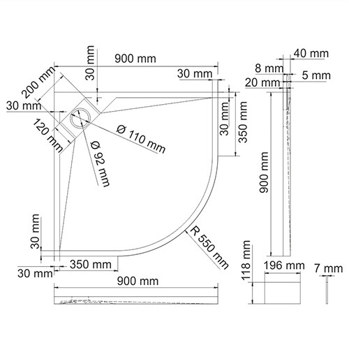 Поддон для душа WasserKRAFT Alme 15T01 от магазина Vanna-Vanna.ru!