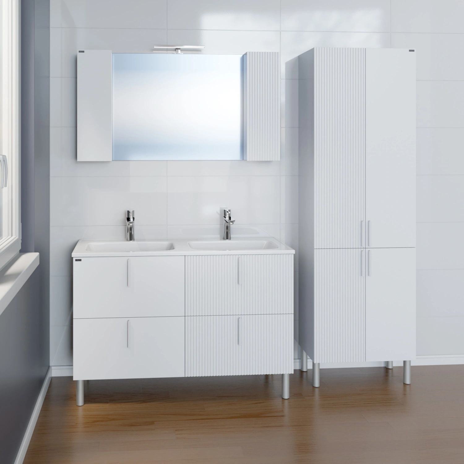 Мебель для ванной Санта Вега 120 комплект, напольный, белый от магазина Vanna-Vanna.ru!